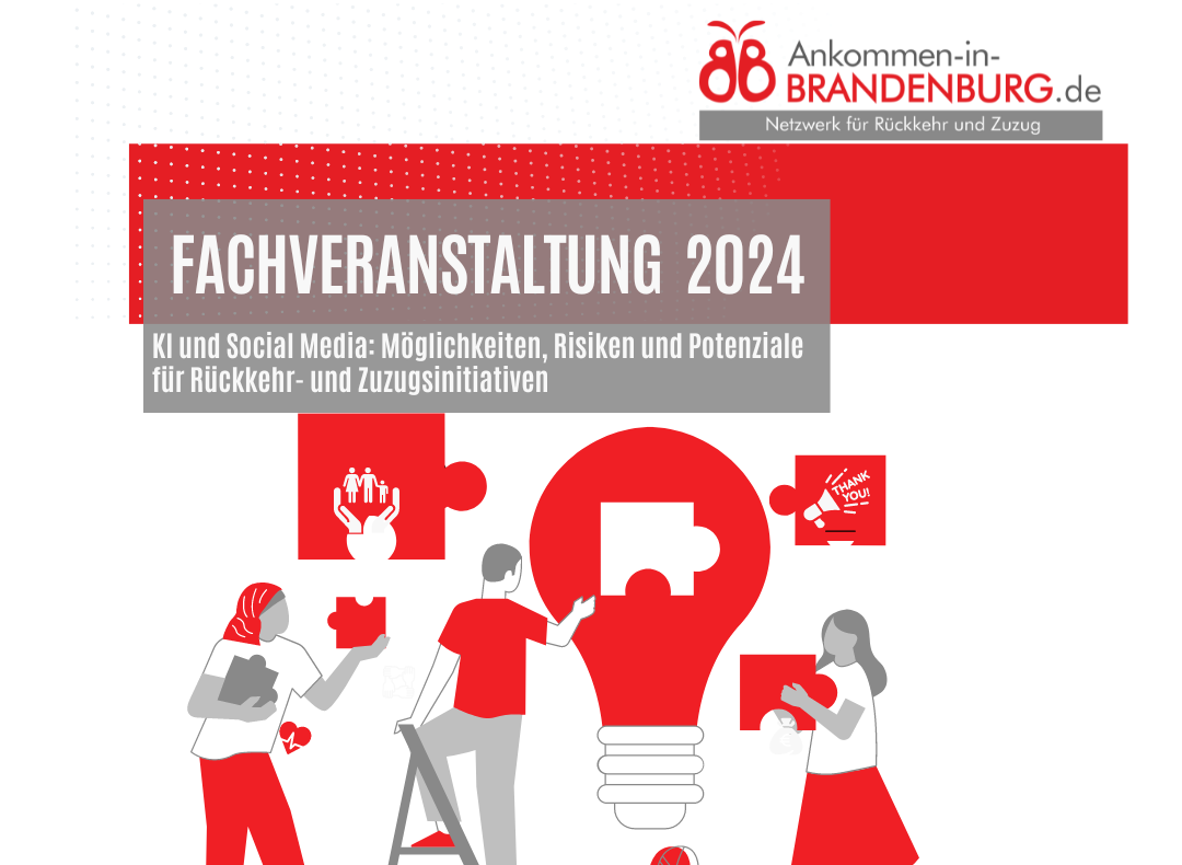 Einladung zur Fachveranstaltung 2024 zum Thema KI und Social Media für Rückkehr- und Zuzugsinitiativen.